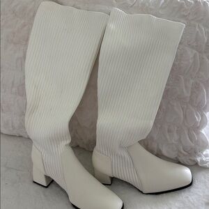 Elegant White Over the Knee Boots